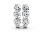 White gold Triple Round Diamond Huggie Earrings with Prong Setting