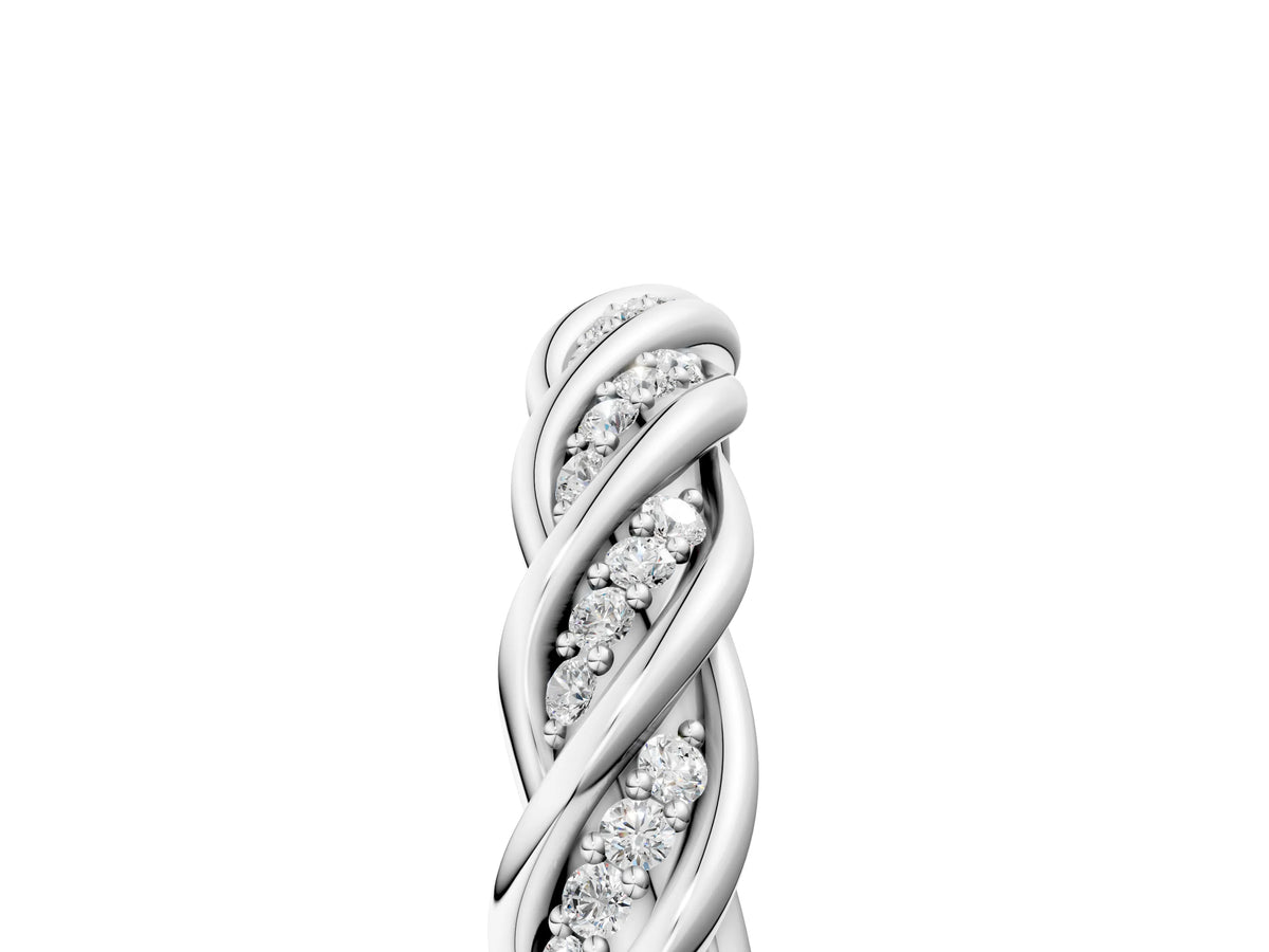 White gold Twisted Pavé Round Diamond Eternity Band with Shared Prong Setting_5