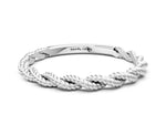 White gold Twisted Rope Solitaire Band with Round Stone and Bezel Setting