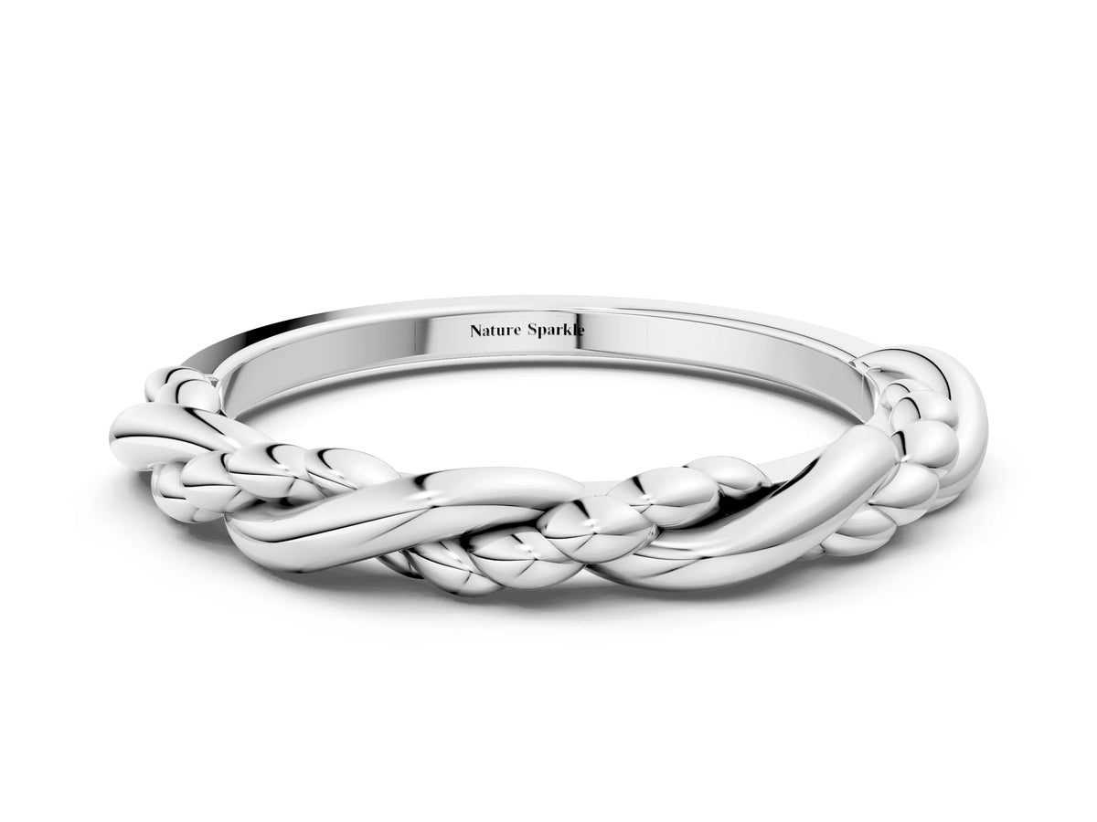 White gold Twisted Rope Solitaire Band