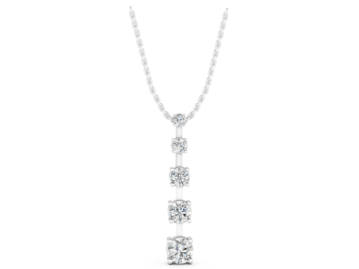 White gold Vertical Bar Pendant with Round Brilliant Diamonds in Prong Setting_1