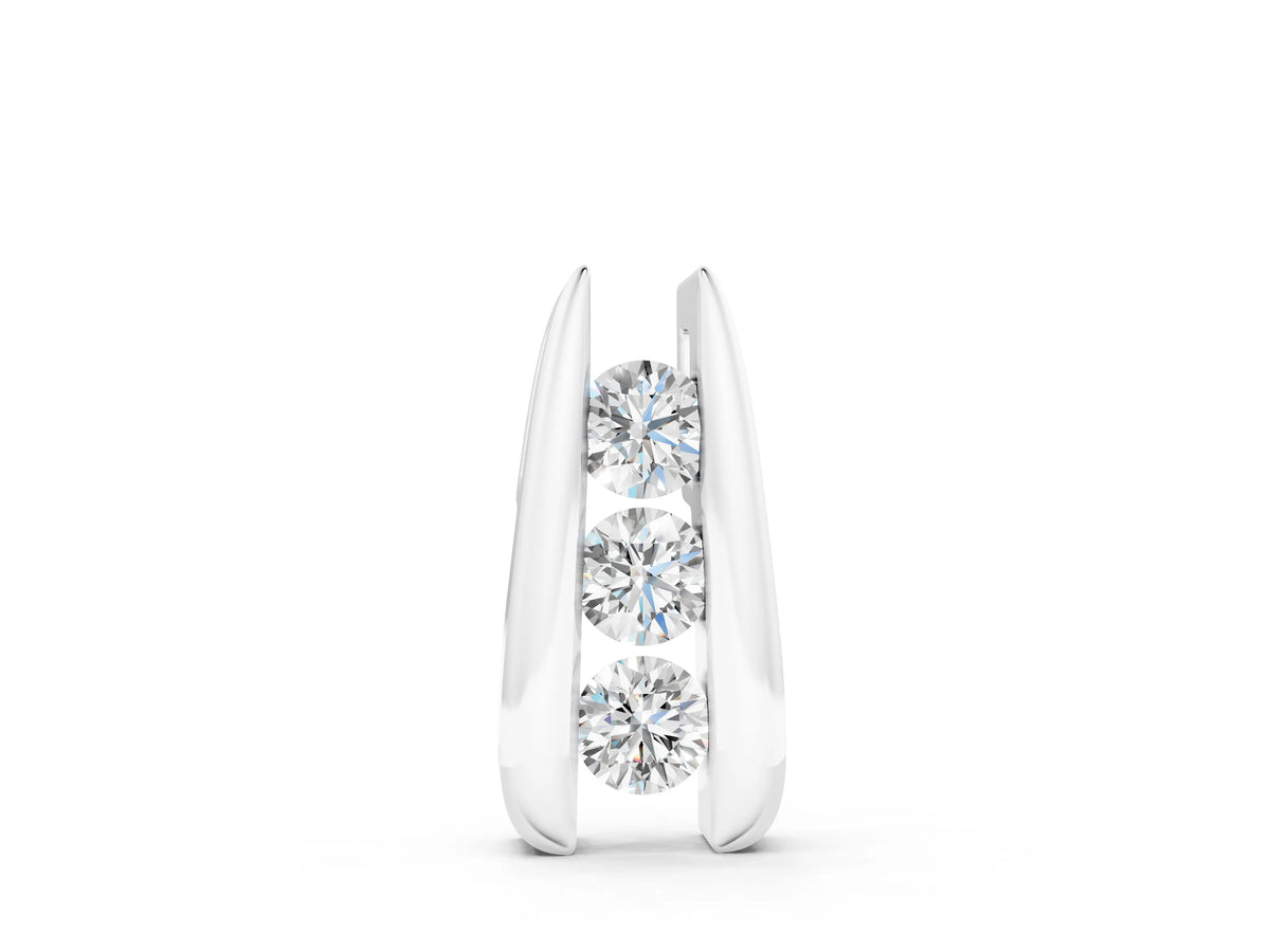 White gold Vertical Channel Set Round Diamond Pendant
