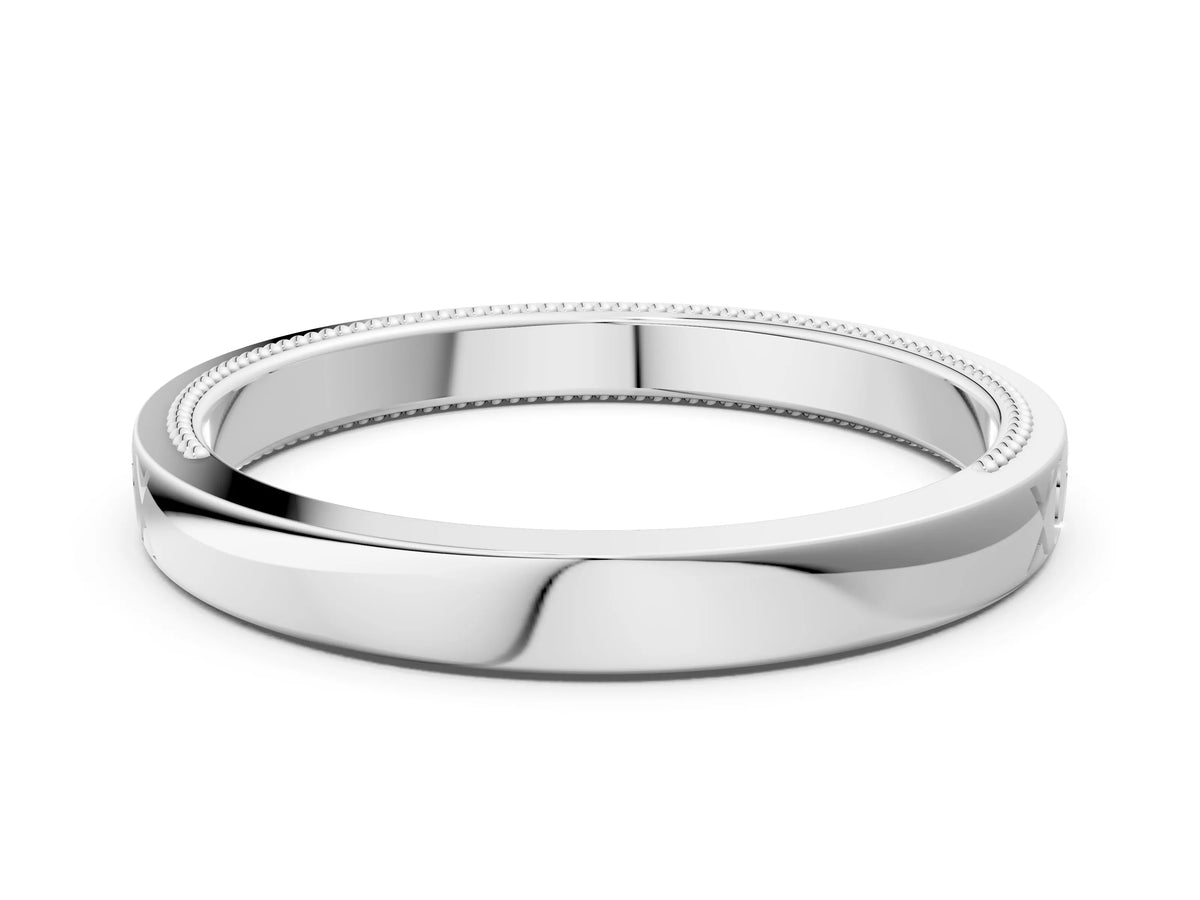 White gold Vintage Engraved Milgrain Band