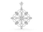 White gold Vintage Floral Diamond Pendant with Round Brilliant Cut and Pavé Setting
