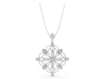 White gold Vintage Floral Diamond Pendant with Round Brilliant Cut and Pavé Setting_1