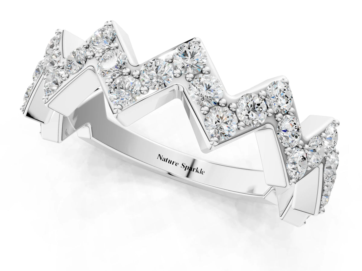 White gold Zigzag Diamond Pave Round Eternity Band with Prong Setting_1