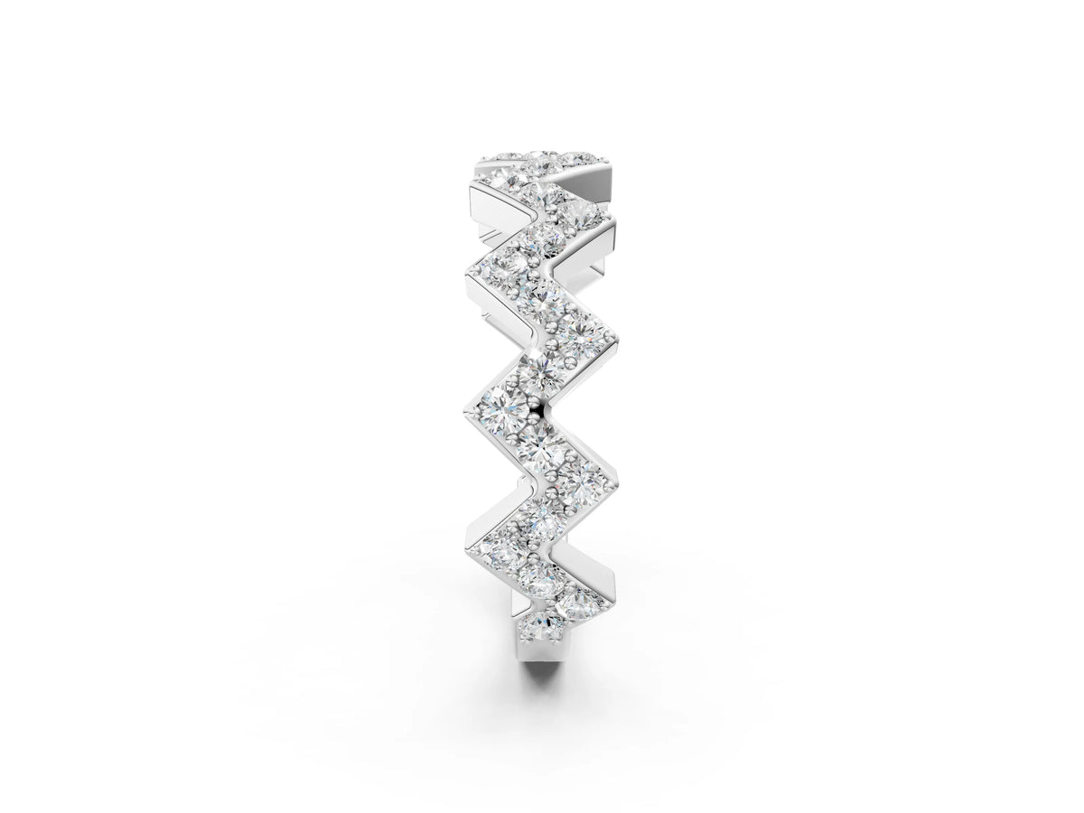 White gold Zigzag Diamond Pave Round Eternity Band with Prong Setting_2