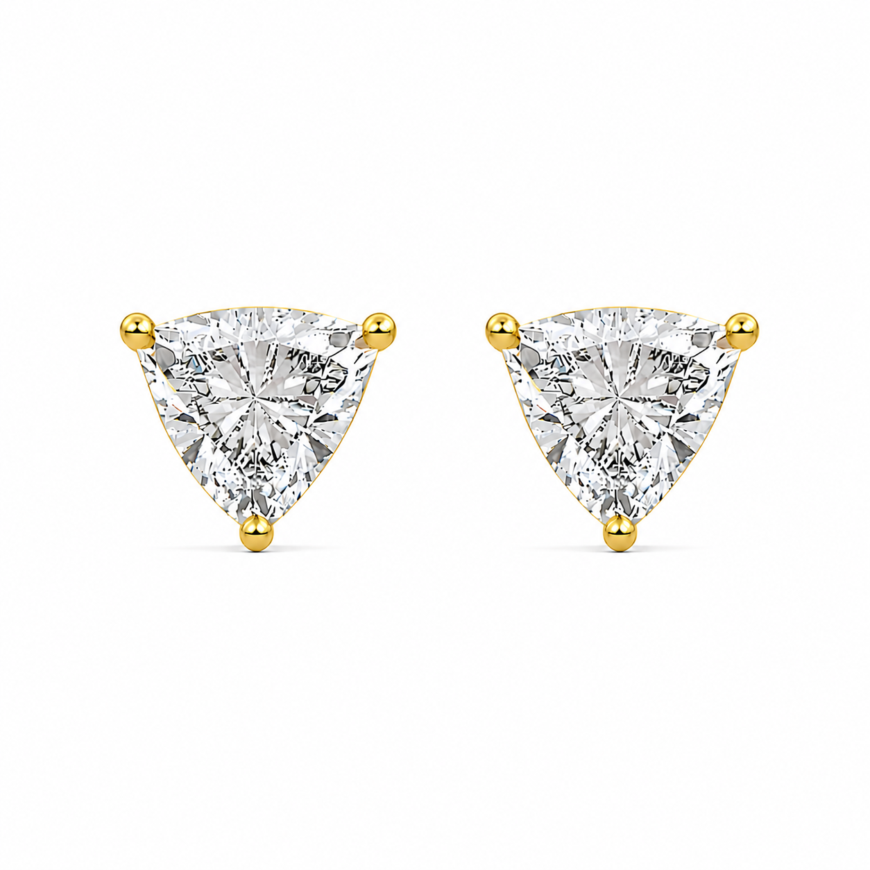 Yellow gold Trillion Diamond Stud Earrings