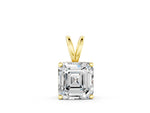 Yellow gold Asscher Diamond Solitaire Pendant with Four Prong Setting