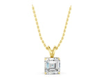 Yellow gold Asscher Diamond Solitaire Pendant with Four Prong Setting_1