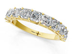 Yellow gold Asscher cut diamond Half Eternity Band with Shared Prong Setting_1