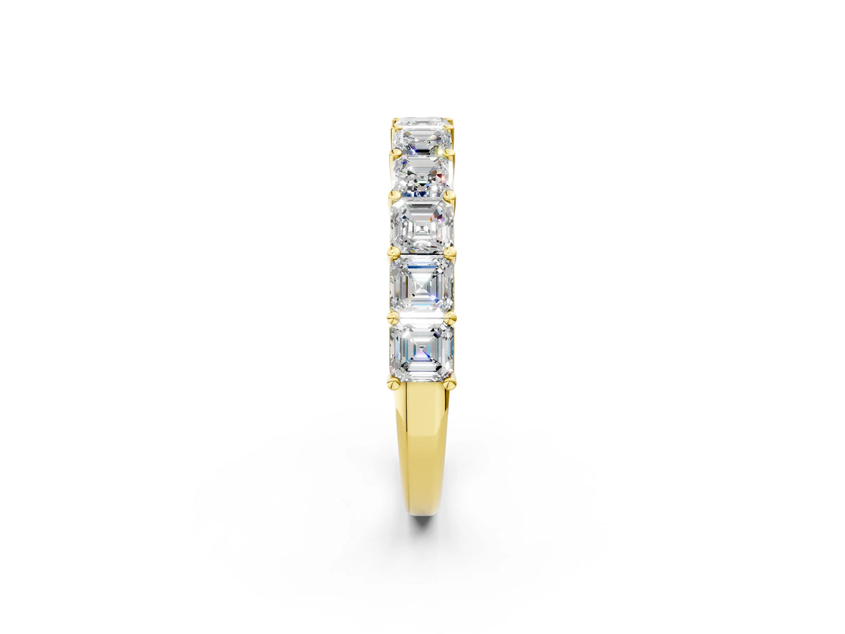 Yellow gold Asscher cut diamond Half Eternity Band with Shared Prong Setting_2