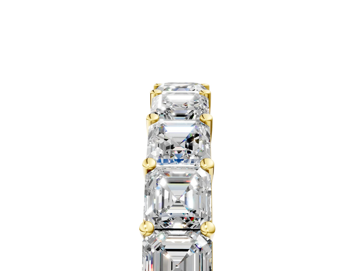 Yellow gold Asscher cut diamond Half Eternity Band with Shared Prong Setting_5
