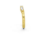 Yellow gold Baguette Cut Channel Set Milgrain Band with V-Prong Setting_2