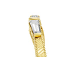 Yellow gold Baguette Cut Channel Set Milgrain Band with V-Prong Setting_5