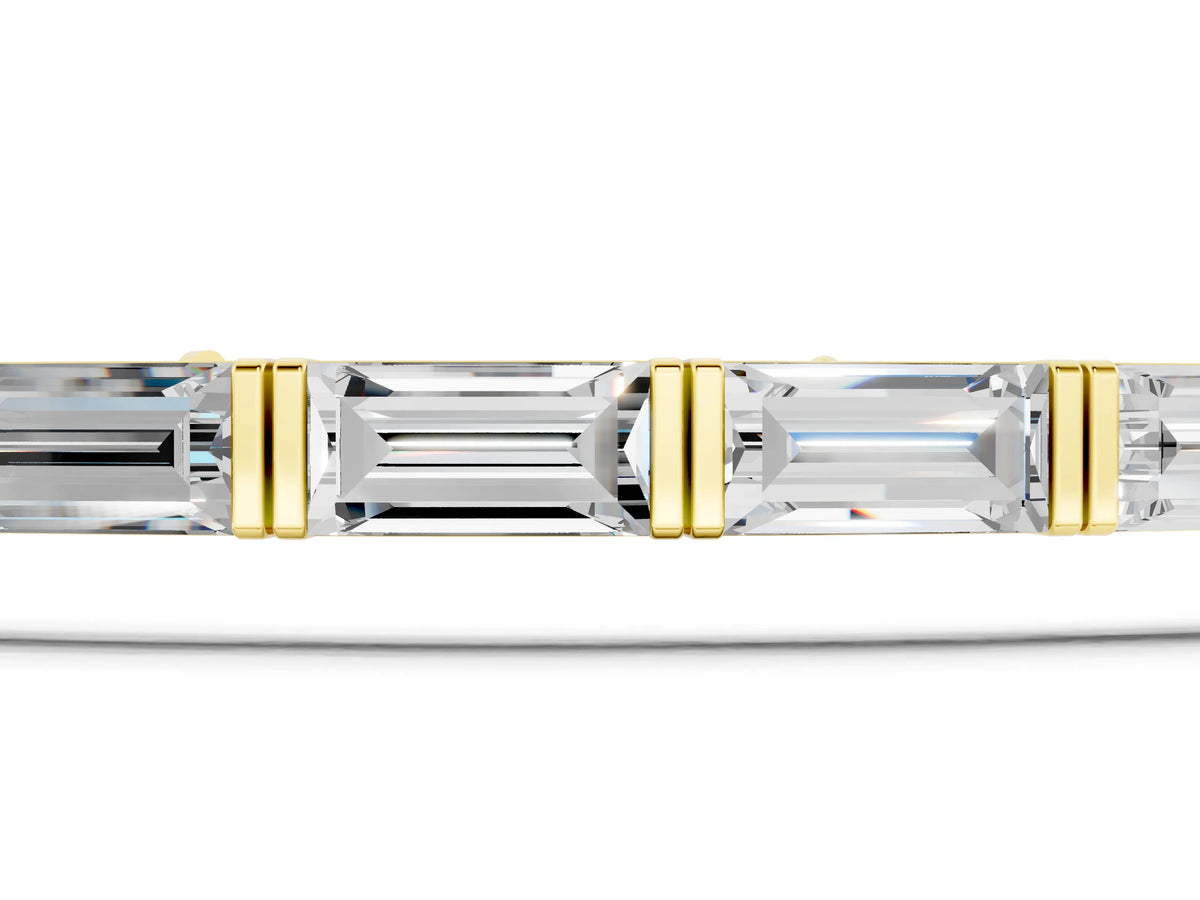 Yellow gold Baguette Cut Diamond Bar Set Tennis Bracelet_1