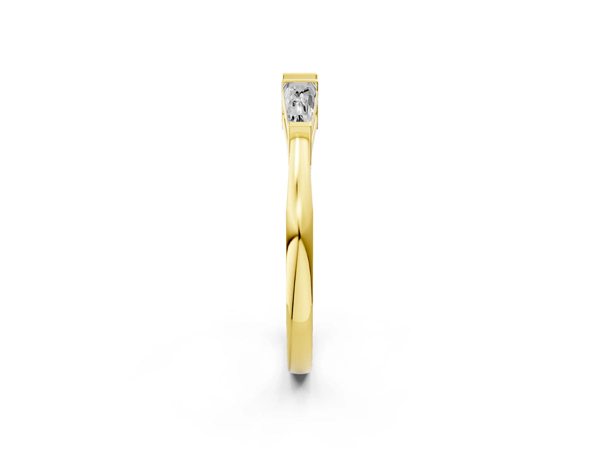 Yellow gold Baguette Diamond Open Band with Bar Prong Setting_2
