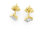 Yellow gold Baguette Diamond Three-Stone Stud Earrings_1