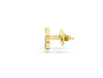 Yellow gold Baguette Diamond Three-Stone Stud Earrings_2