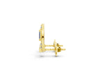 Yellow gold Baguette and Round Diamond Horseshoe Stud Earrings_1