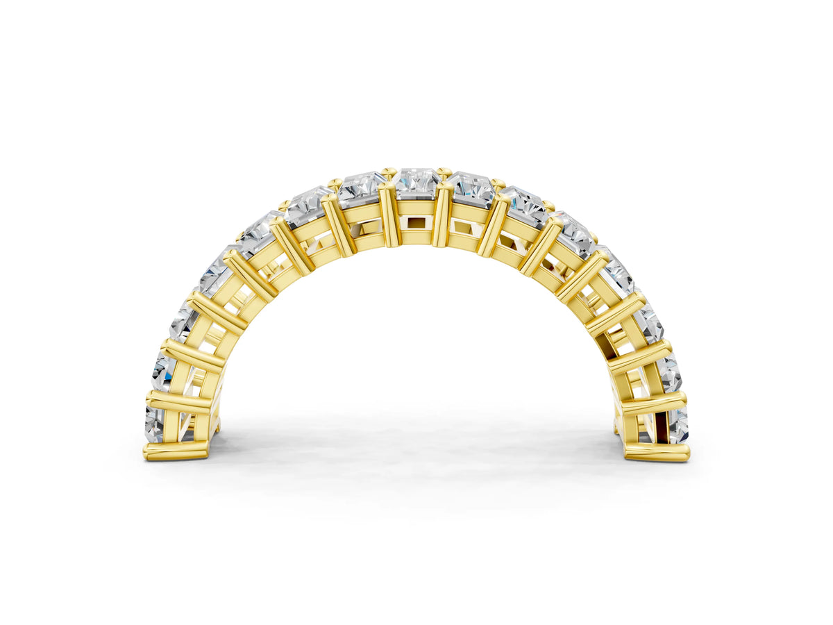 Yellow gold Baguette cut diamond Half Eternity Band with Shared Prong Setting_3