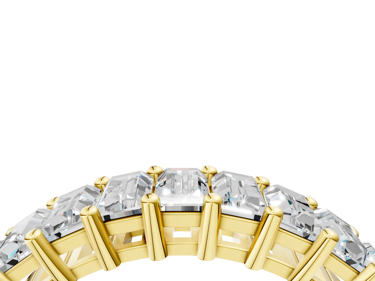 Yellow gold Baguette cut diamond Half Eternity Band with Shared Prong Setting_4