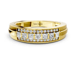 Yellow gold Bar-Set Princess Cut Diamond Pavé Band