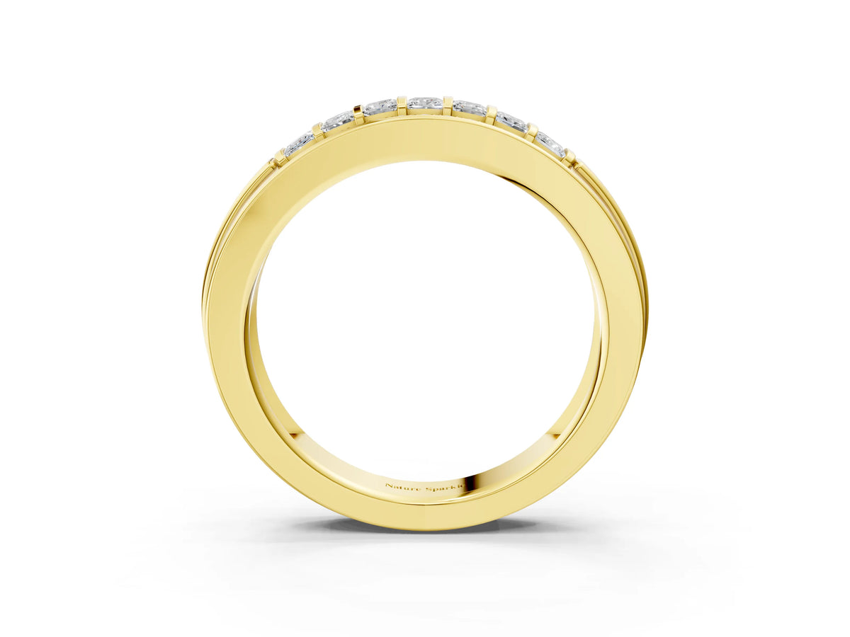 Yellow gold Bar-Set Princess Cut Diamond Pavé Band_3