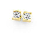 Yellow gold Bar Set Round Diamond Stud Earrings in White Gold_1