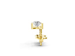Yellow gold Bar Set Round Diamond Stud Earrings in White Gold_2