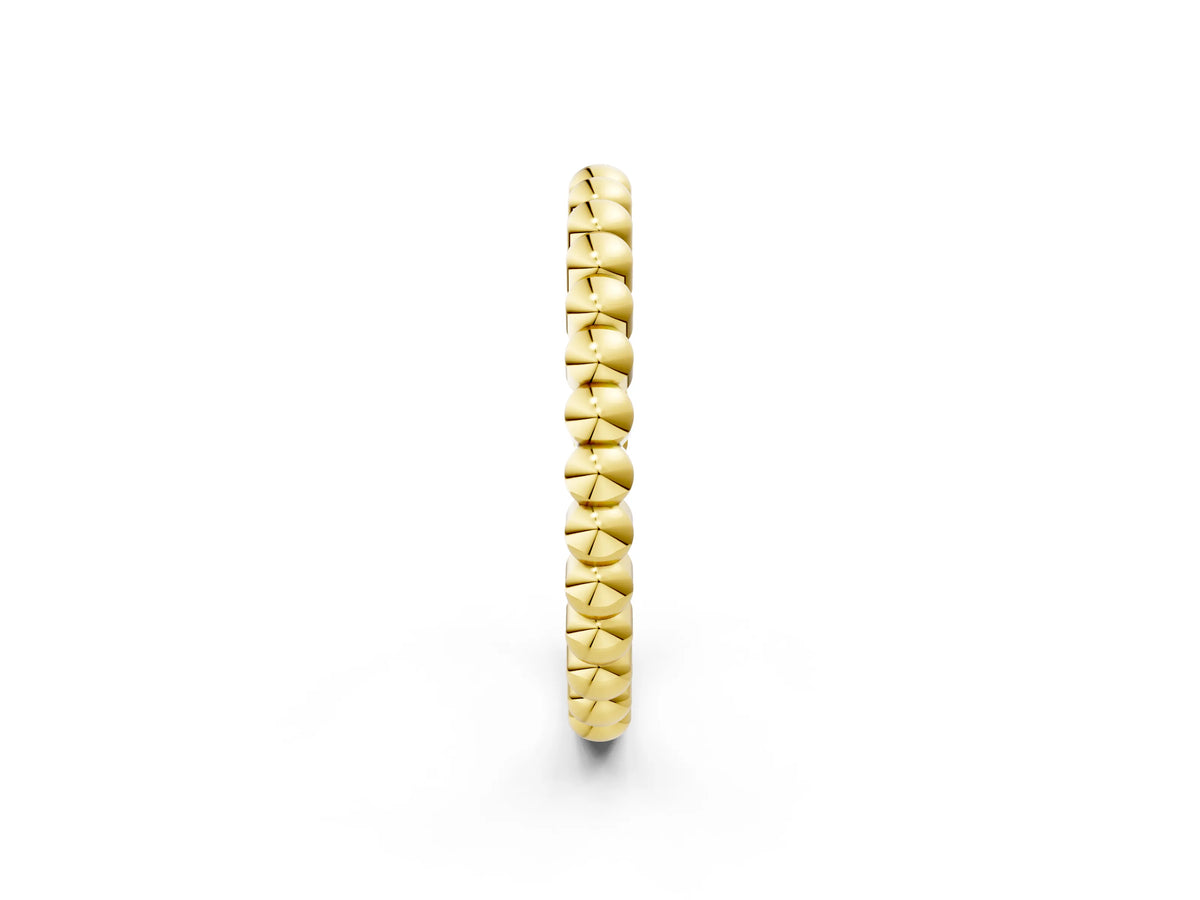 Yellow gold Beaded Round Stone Eternity Band with Bezel Setting_2