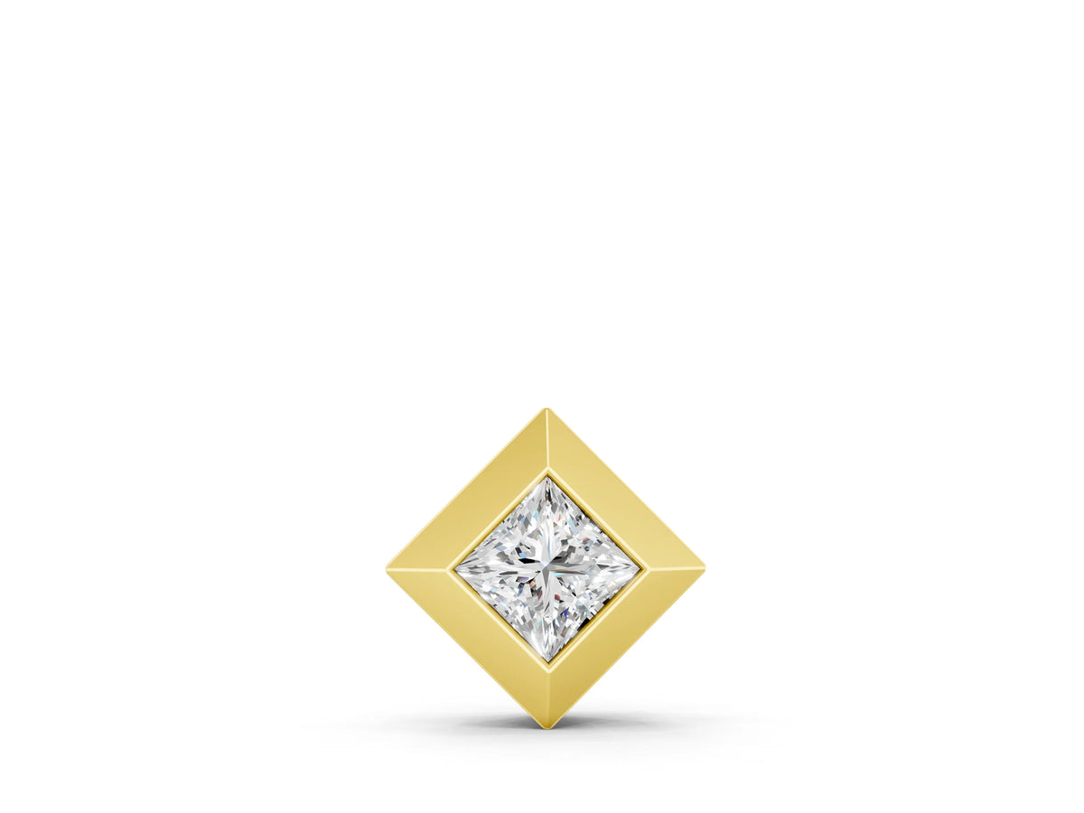 Yellow gold Bezel Princess Cut Diamond Pendant