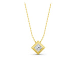 Yellow gold Bezel Princess Cut Diamond Pendant_1