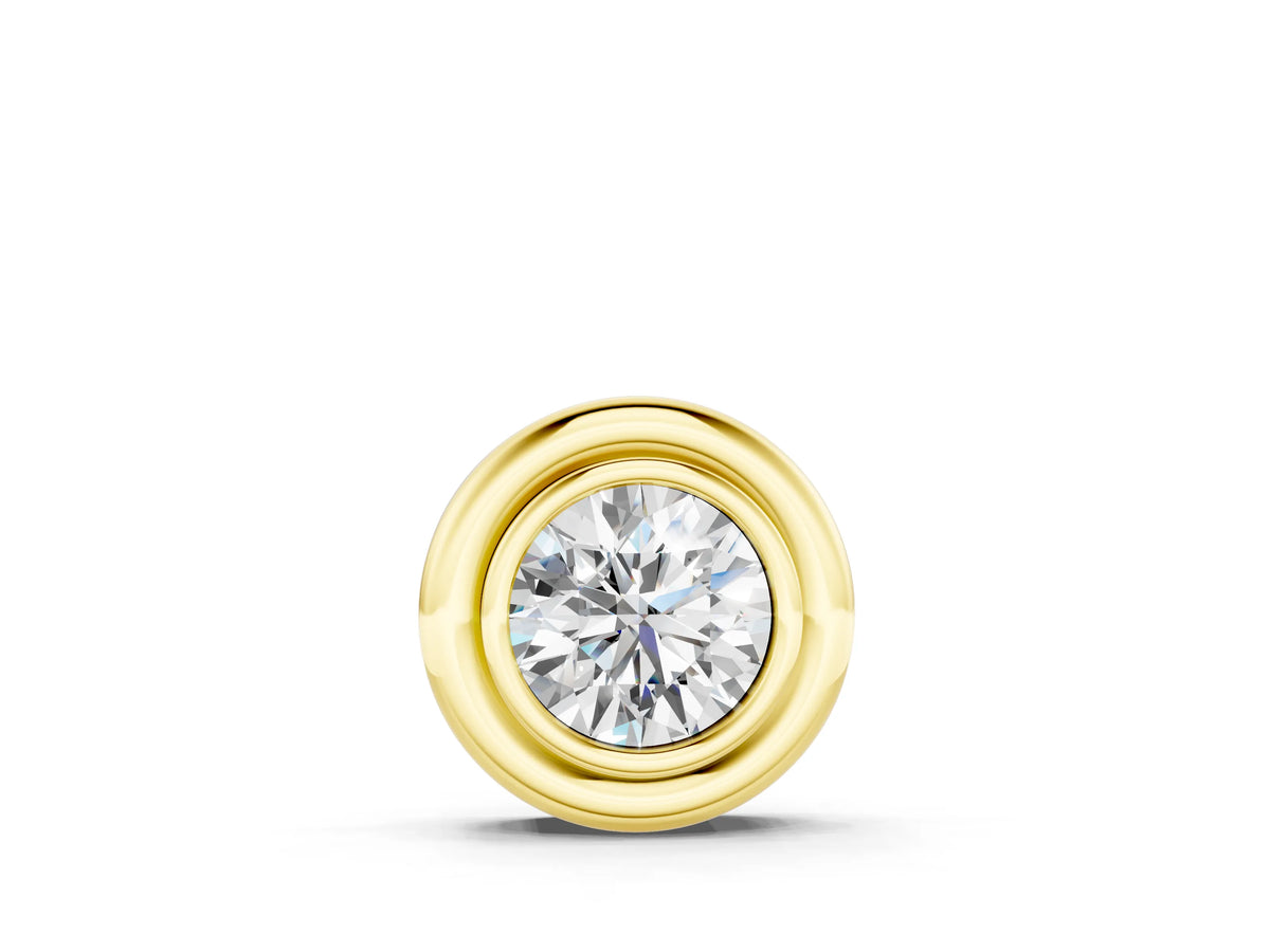 Yellow gold Bezel Round Diamond Pendant