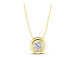 Yellow gold Bezel Round Diamond Pendant_1