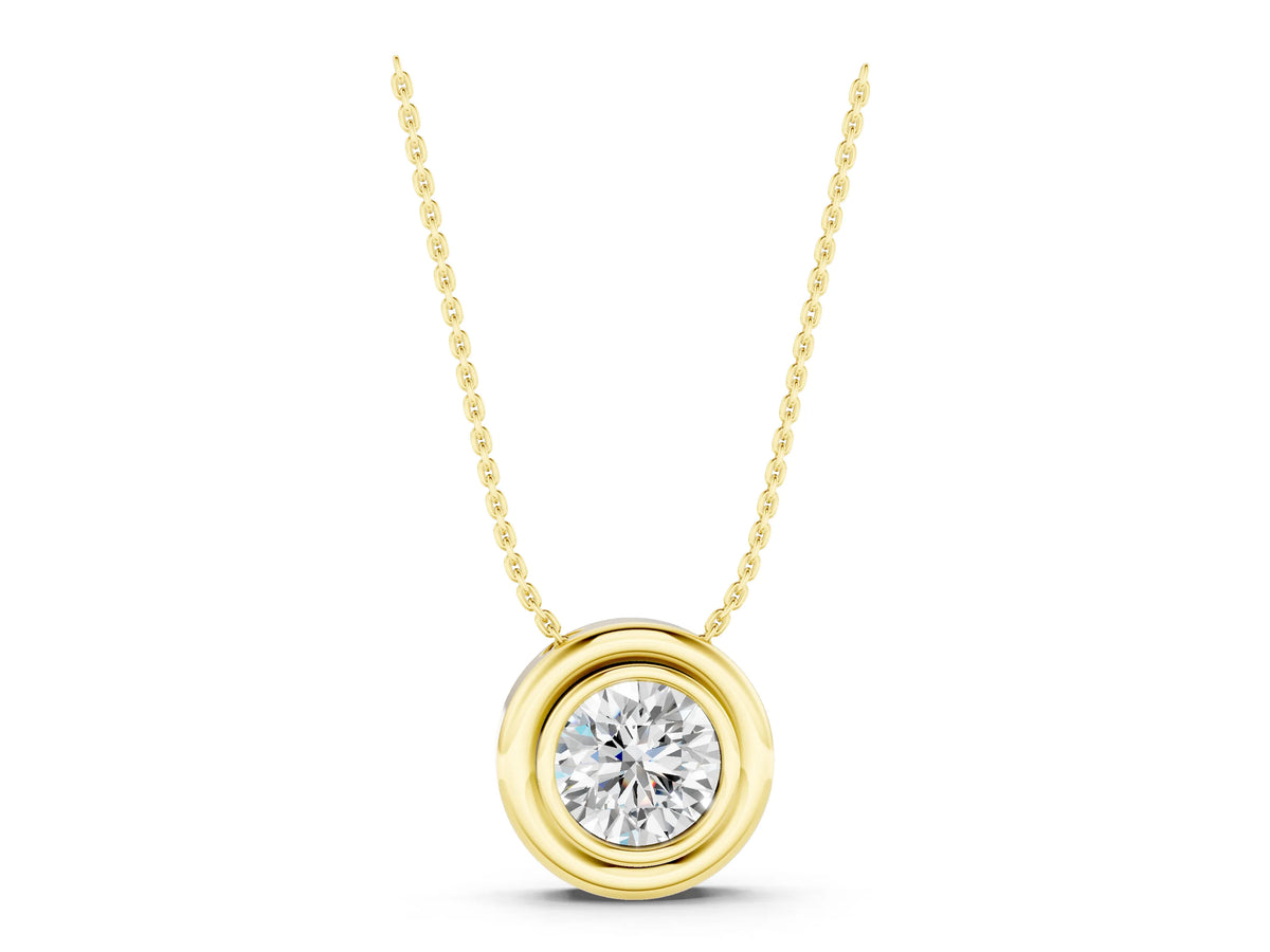 Yellow gold Bezel Round Diamond Pendant_1