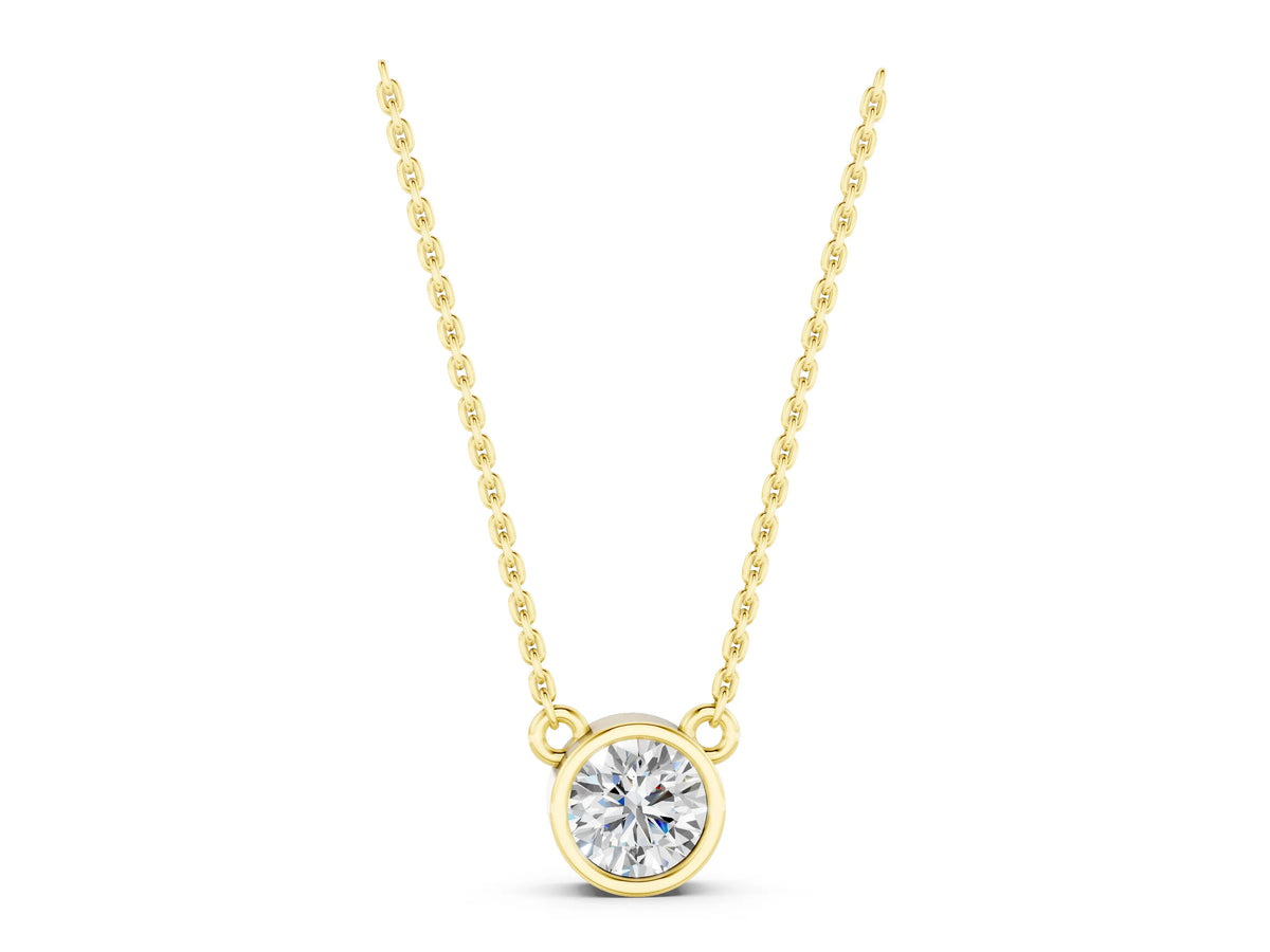 Yellow gold Bezel Round Solitaire Pendant_1
