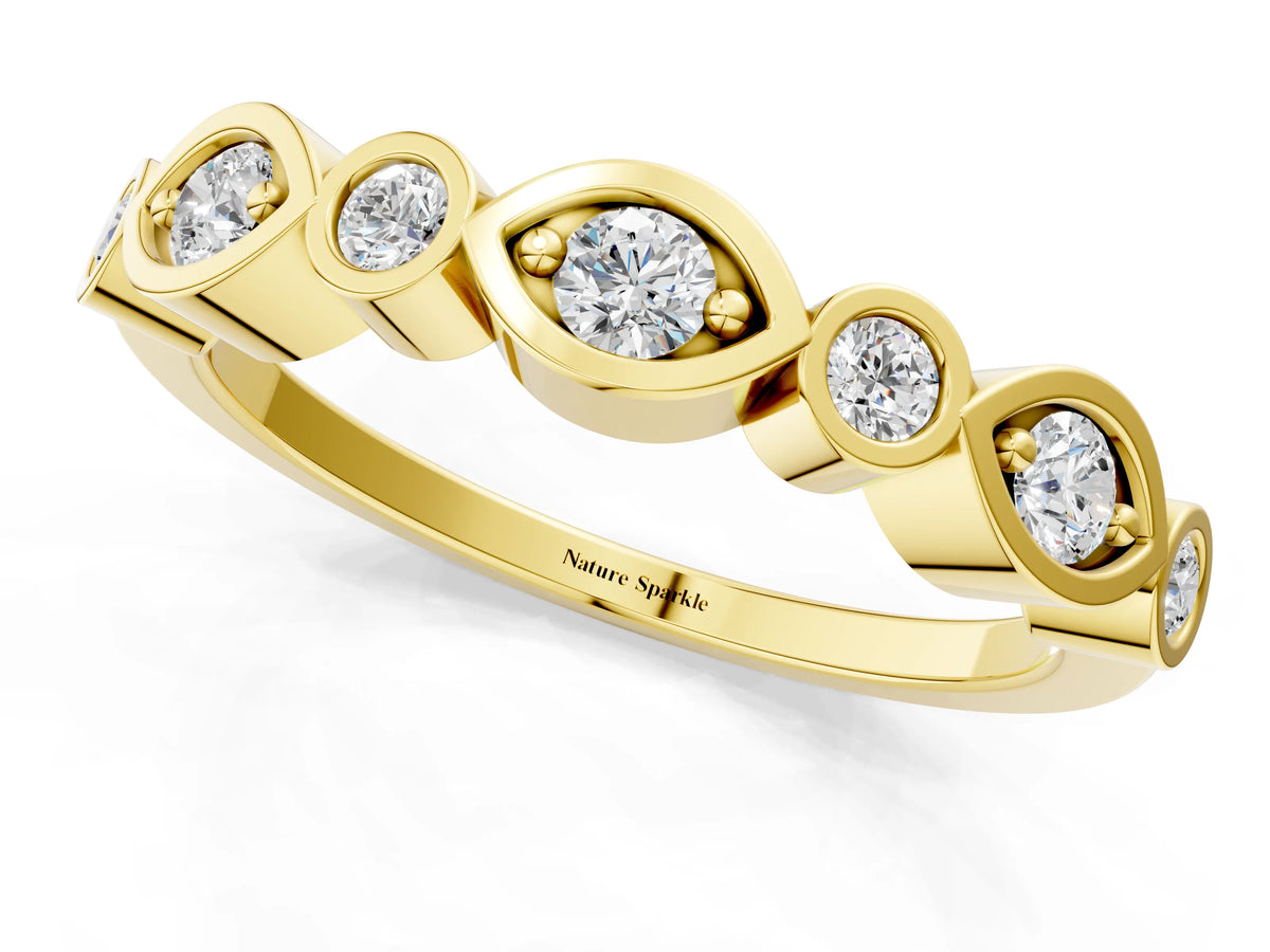 Yellow gold Bezel Set Mixed Shape Diamond Eternity Band_1