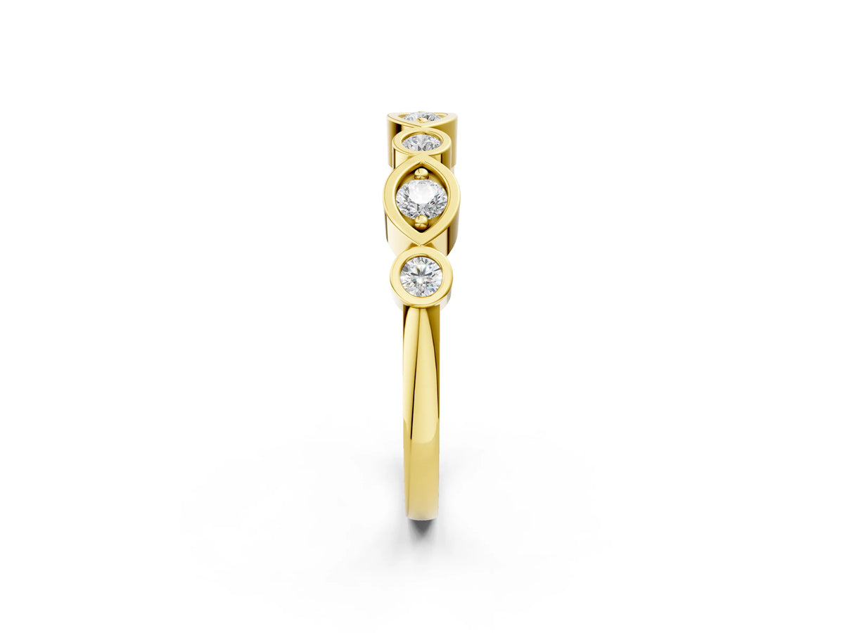 Yellow gold Bezel Set Mixed Shape Diamond Eternity Band_2