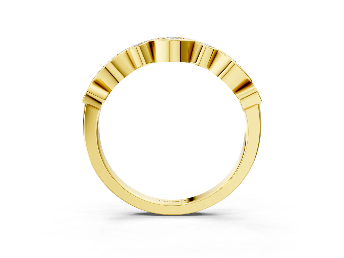 Yellow gold Bezel Set Mixed Shape Diamond Eternity Band_3