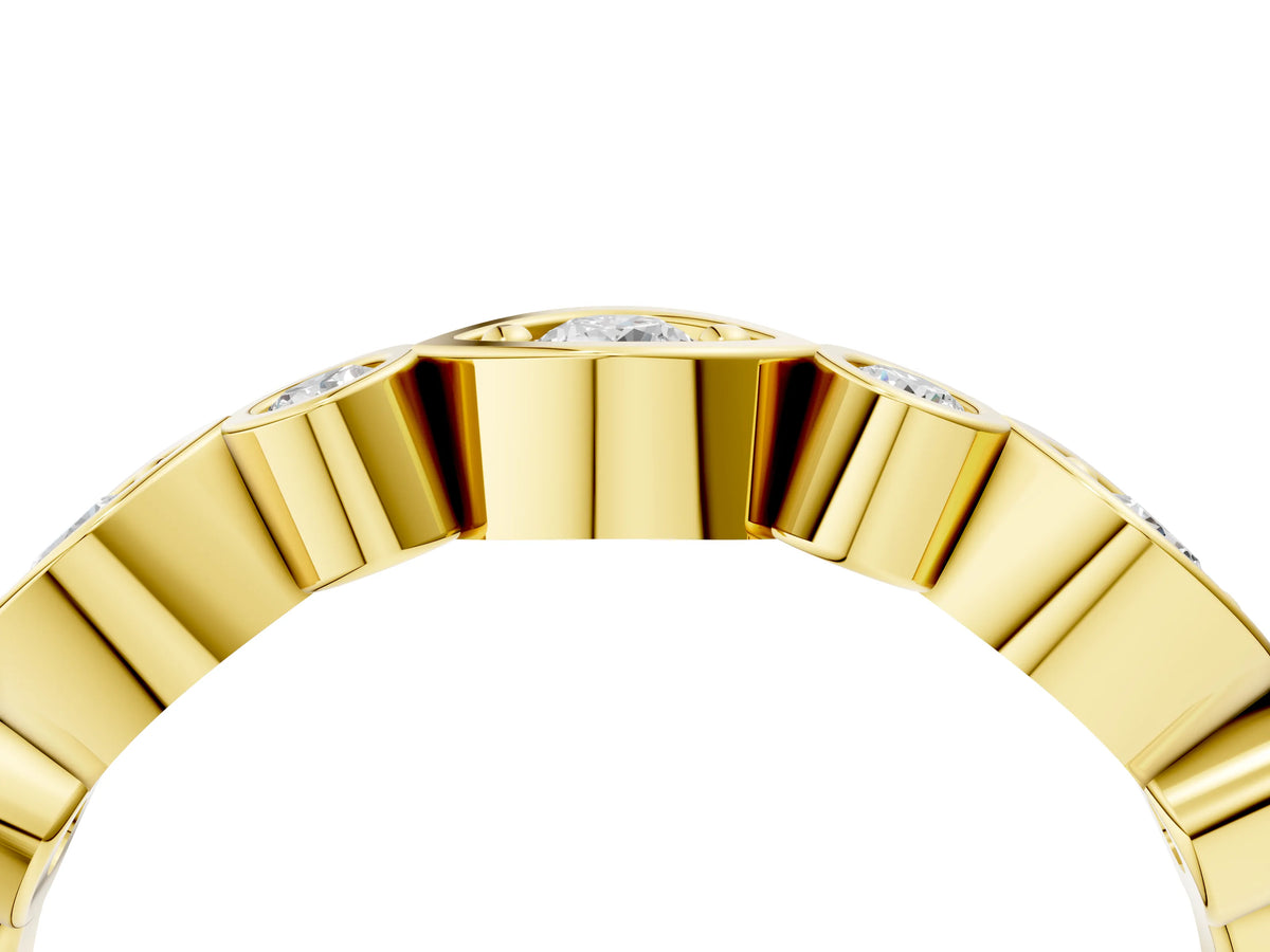 Yellow gold Bezel Set Mixed Shape Diamond Eternity Band_4
