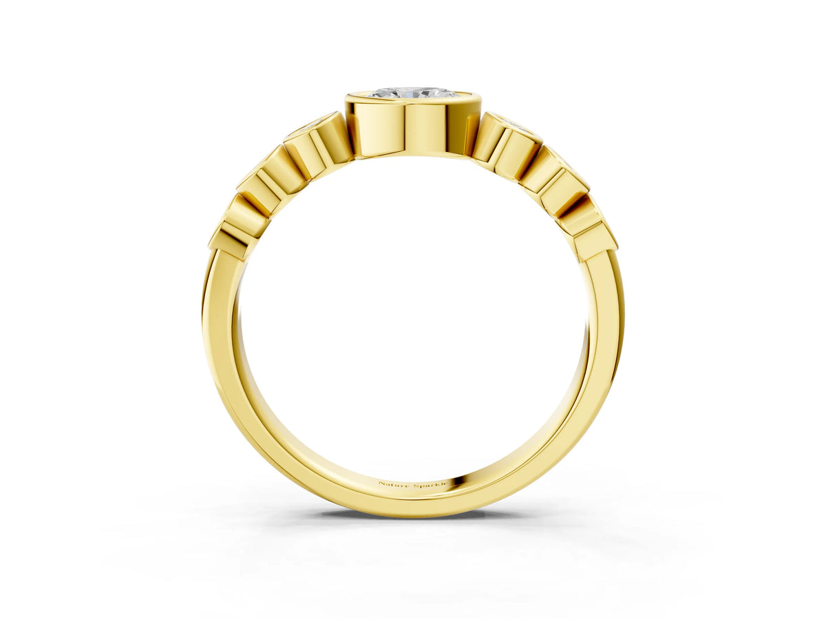 Yellow gold Bezel Set Oval Diamond Half Eternity Band_3