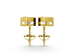 Yellow gold Bezel-Set Round Cut Drop Earrings with Post Back