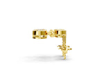 Yellow gold Bezel-Set Round Cut Drop Earrings with Post Back_1