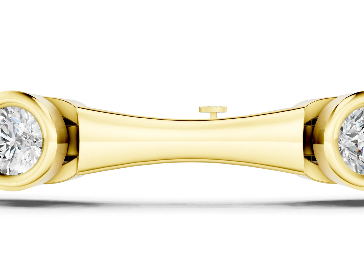 Yellow gold Bezel Set Round Diamond Bamboo Link Bracelet_1