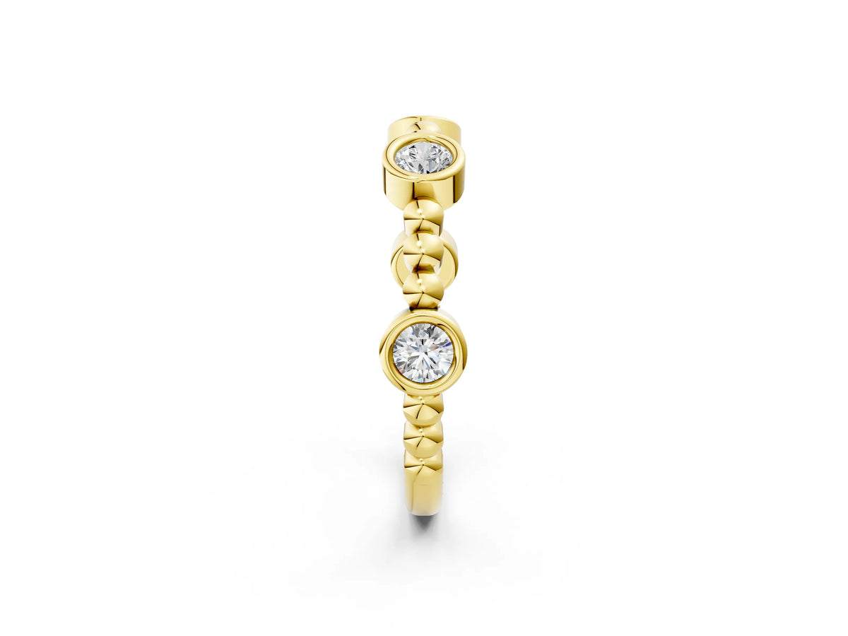 Yellow gold Bezel Set Round Diamond Beaded Band_2
