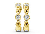 Yellow gold Bezel Set Round Diamond Beaded Hoop Earrings