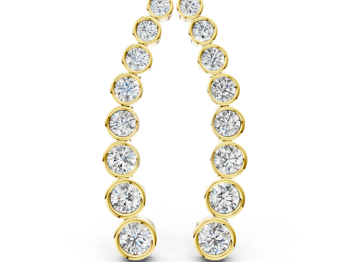 Yellow gold Bezel-Set Round Diamond Climber Earrings