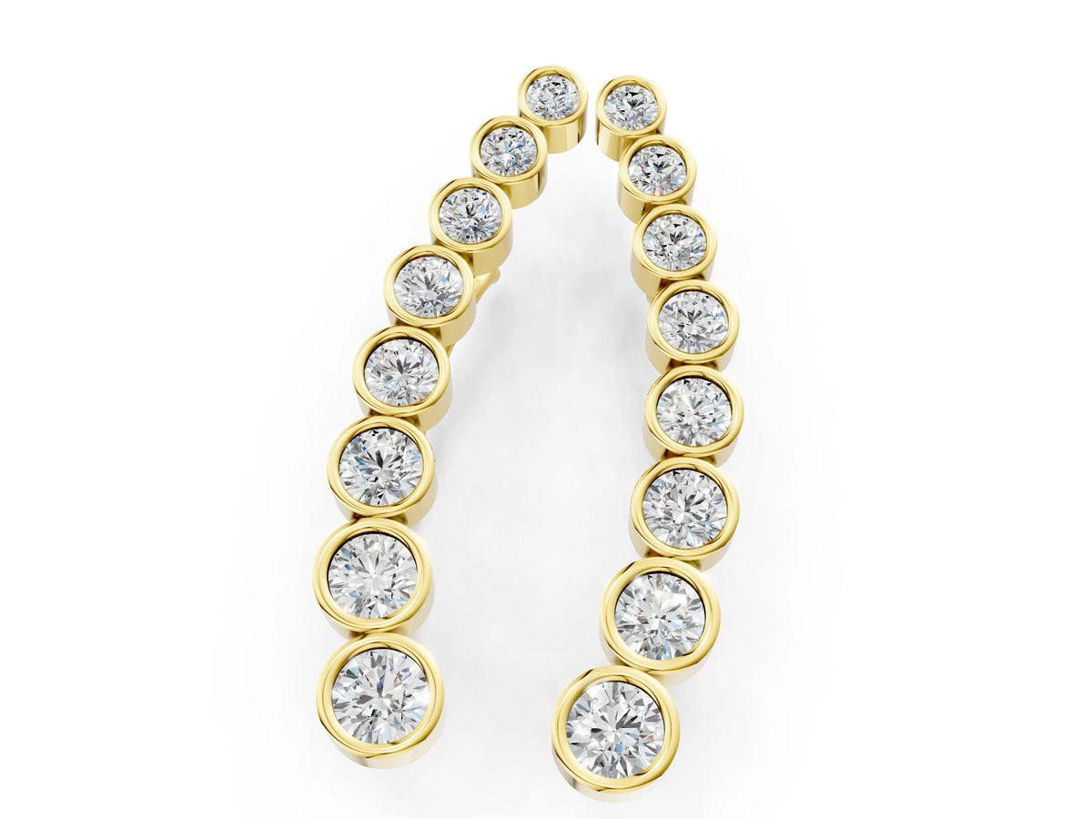 Yellow gold Bezel-Set Round Diamond Climber Earrings_1