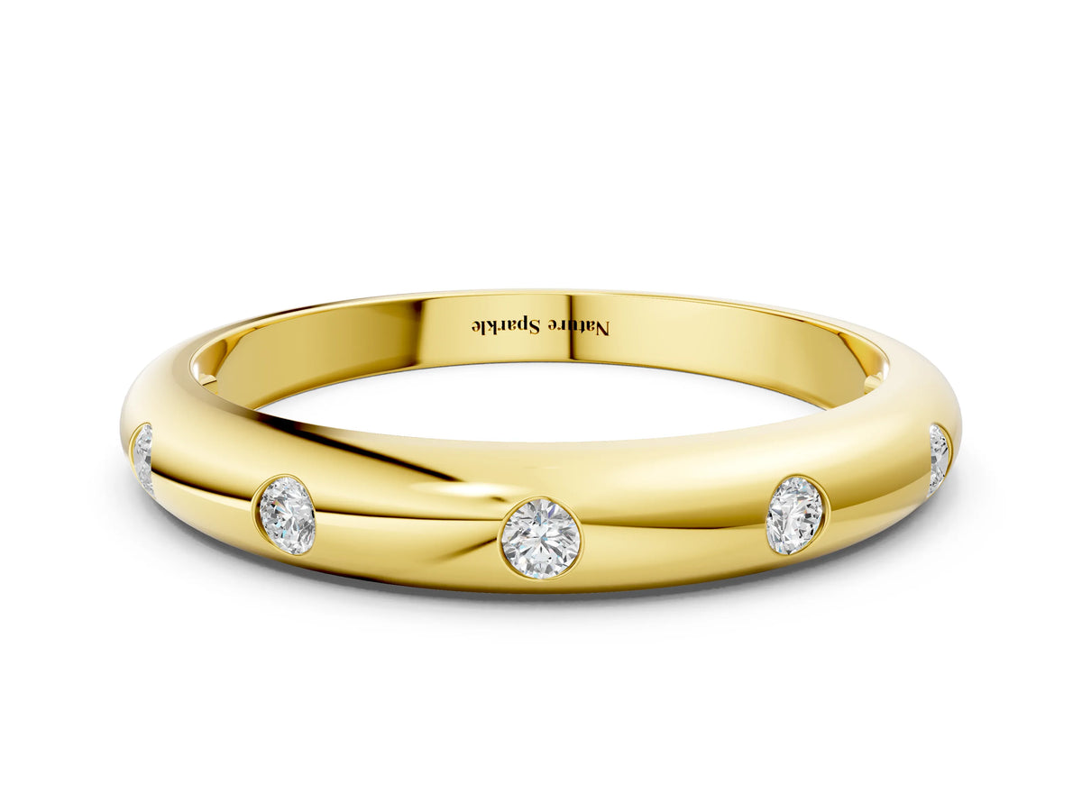Yellow gold Bezel Set Round Diamond Comfort Fit Band